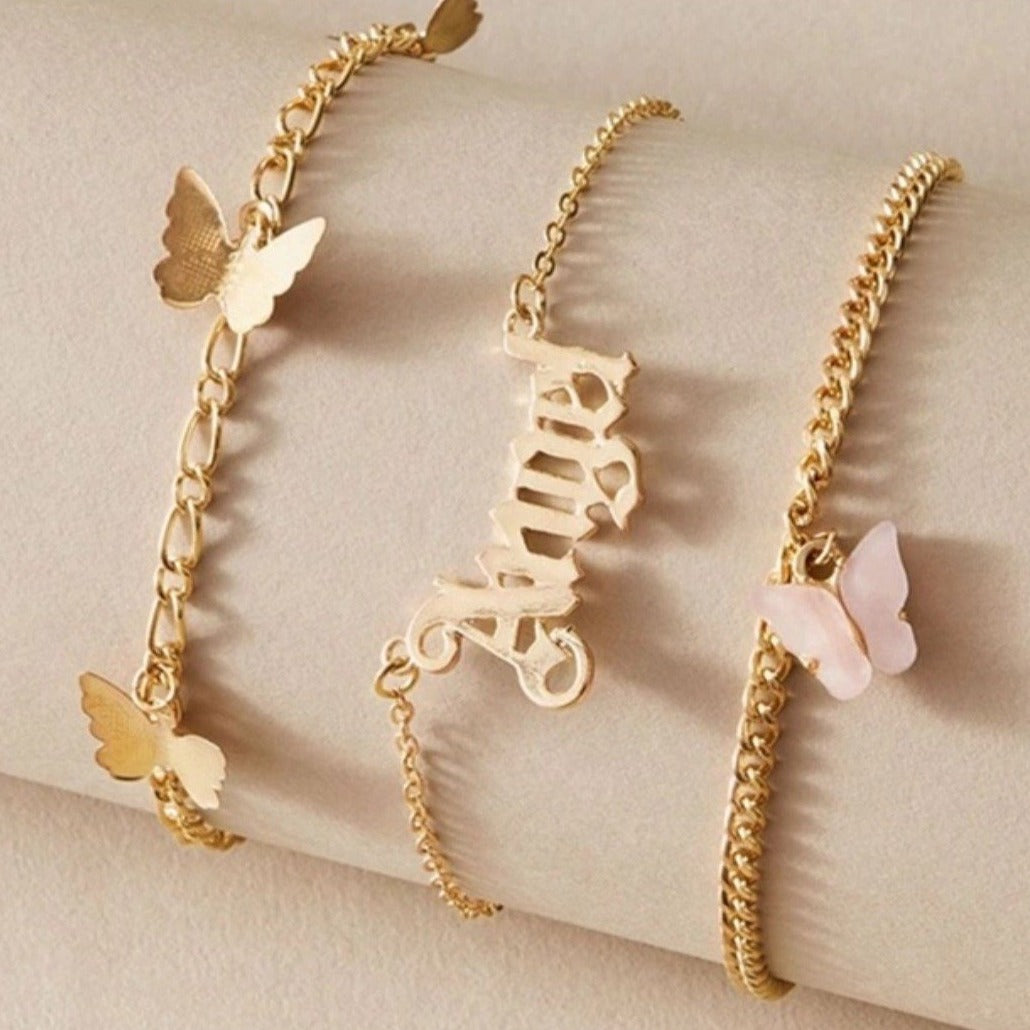 Butterfly Charm Multilayer Anklet