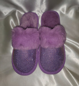 Rhinestone Fur Slippers