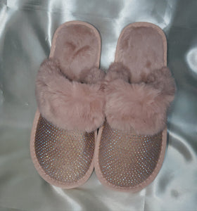 Rhinestone Fur Slippers