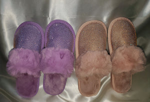 Rhinestone Fur Slippers